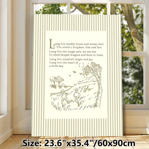 Whimsical Outdoor Play Verse Painting Poster, Earthy Sketch-style Countryside Scene Poster, Warm Nostalgic Verse Decor, Ideal For Bedroom And Living_maomaolike.com