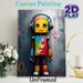 Robot With Headphones Painting Poster, Vibrant Graffiti-style Poster, Colorful Worn Robot With Puzzle-pattern Torso, Unique Artistic Wall Decor For_maomaolike.com
