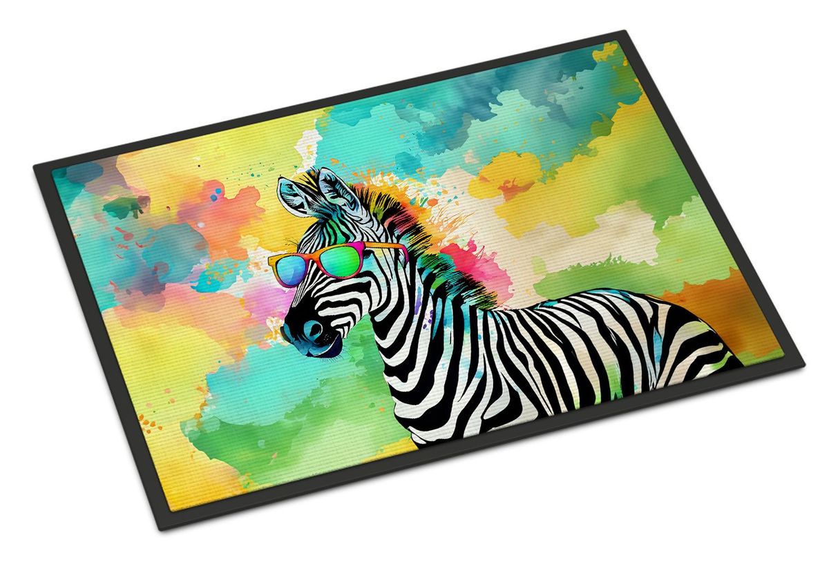 Hippie Animal Zebra Doormat Front Door Mat Indoor Outdoor Rugs For Entryway, Non Slip Washable Low Pile, 24H X 36W_maomaolike.com