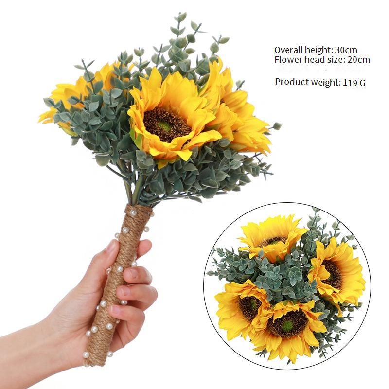 Festive & Party Supplies Eucalyptus Simulation Bouquet Wedding Bride Sunflower Bouquet Pastoral Style Outdoor Shooting Props Decoration Bouquet_maomaolike.com