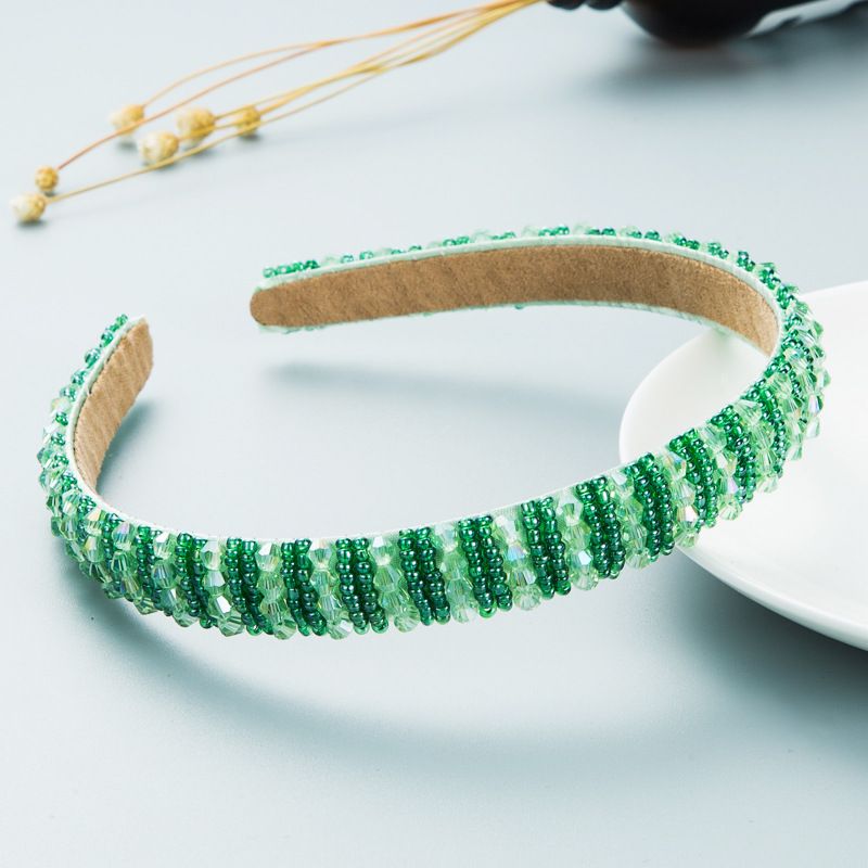Hand Woven Beaded Headband for Women in Europe and America Baroque Sponge Headband Korean Version Minimalist Hair Accessory_maomaolike.com