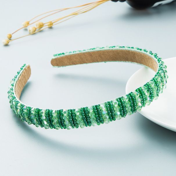 Hand Woven Beaded Headband for Women in Europe and America Baroque Sponge Headband Korean Version Minimalist Hair Accessory_maomaolike.com