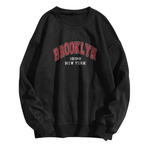 Women's Clothing 2024 autumn new round neck long sleeve letter women's casual outer wear plus velvet large size sweater tops women _maomaolike.com
