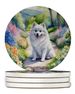 American Eskimo Spring Garden Large Sandstone Coasters Pack Of 4 Absorbent Round Coasters Decor Gifts For Men Or Women, 4 In, Multicolor_maomaolike.com