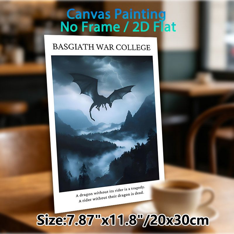 Basgiath War College Dragon Painting Poster, Moody Dark Fantasy Scene With Lightning & Misty Mountains Poster, Atmospheric Literary-inspired Decor_maomaolike.com