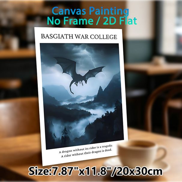 Basgiath War College Dragon Painting Poster, Moody Dark Fantasy Scene With Lightning & Misty Mountains Poster, Atmospheric Literary-inspired Decor_maomaolike.com