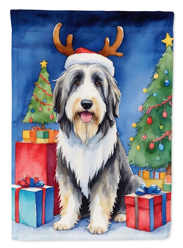 Bearded Collie Christmas Reindeer House Flag Large Porch Sleeve Pole Decorative Outside Yard Banner Artwork Wall Hanging, Polyester, House Size, Multicolor_maomaolike.com