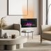 28.5" 1450W Electric Wall-Mounted Fireplace With Flame Effect, 7 Color Background Light, Black_maomaolike.com