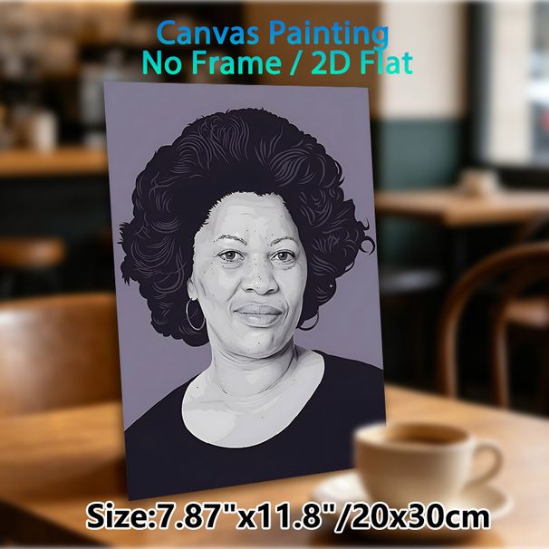 Black Woman Portrait Painting Poster, Monochrome Stylized Illustrated Portrait Poster, Elegant Decorative Piece Ideal For Living Room, Home Office_maomaolike.com