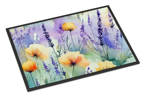 Lavender In Watercolor Doormat Front Door Mat Indoor Outdoor Rugs For Entryway, Non Slip Washable Low Pile, 24H X 36W_maomaolike.com