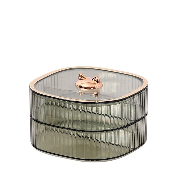 Dried Fruit Plate Light Luxury Creative Food Grade Double Layer Fruit Plate Storage Box with Lid Household Nut Snack Candy Dried Fruit Box_maomaolike.com