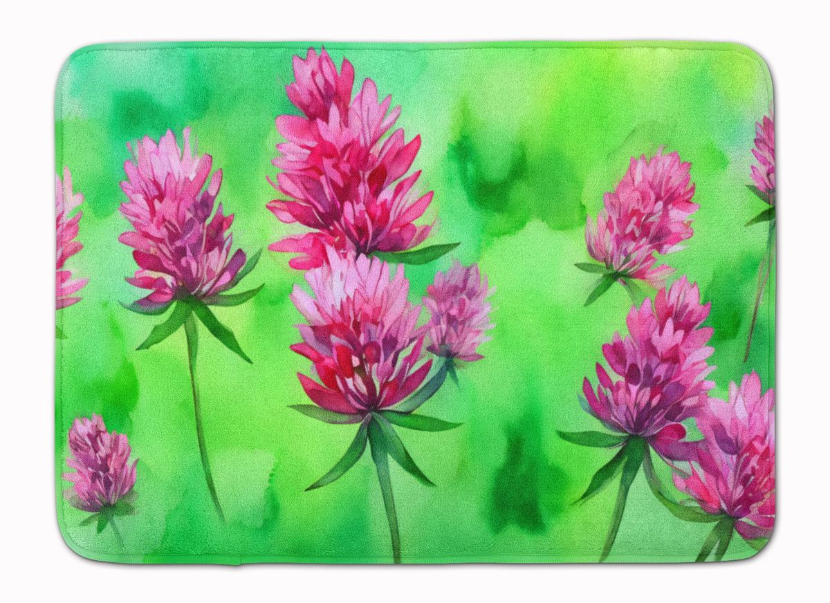 Vermont Red Clover In Watercolor Memory Foam Kitchen Mat Machine Washable Anti-Fatigue Mat Cushion Comfort Bath Mat Or Kitchen Rug_maomaolike.com