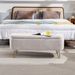 Ivory White Storage Ottoman Bench For End Of Bed Gold Legs, Modern Ivory White Fur Entryway Bench Upholstered Padded With Storage For Living Room Bedroom_maomaolike.com