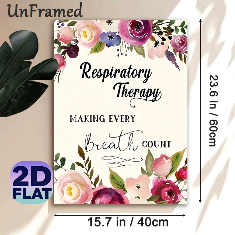 Respiratory Therapy Painting Poster, Soft-toned Watercolor Floral Poster, Inspirational "Making Every Breath Count" Design, Ideal For Clinic, Office_maomaolike.com