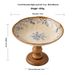 9-Inch Vintage Pedestal Fruit Bowl - Hand-Painted Blue Hibiscus Ceramic On Solid Wood Base, Elegant Serving Tray For_maomaolike.com