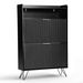two Compartments Two Hooks Side Panels Slatted Front Panel Shoe Racks Cabinets With Top Flip-up Lids_maomaolike.com