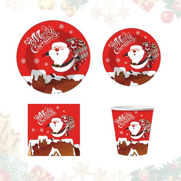 Christmas Party Supplies Paper Plates, 50pcs Table Decorations Christmas Disposable Dinnerware Set Includes Paper Plates Napkins Cup Serves 10 For Xmas Holiday Party Supplies_maomaolike.com