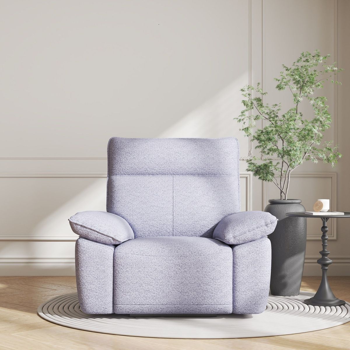 Rocking Chair Recliner Chairs For Adults, Rocker Manual Recliner With Remote Control And Cup Holder For Living Room, Bedroom, Nursery-Fleece Fabric_maomaolike.com