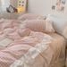 Wholesale INS Korean Cream Plaid Pure Four-Piece Full Princess Style Double Layer Lace Washed Cotton 4-Piece Set_maomaolike.com
