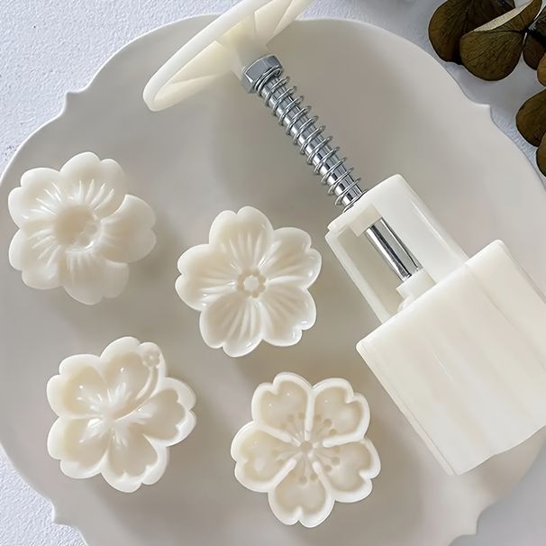 Cherry Blossom Shaped Moon Cake Mold,DIY Flower Shaped Hand Press Cookie,Chinese Mid Autumn Festival Pastry Tools, Baking Tools, Kitchen Accessories_maomaolike.com
