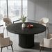 Round Dining Table, Wood Kitchen Table With Sturdy Fluted Metal Base_maomaolike.com