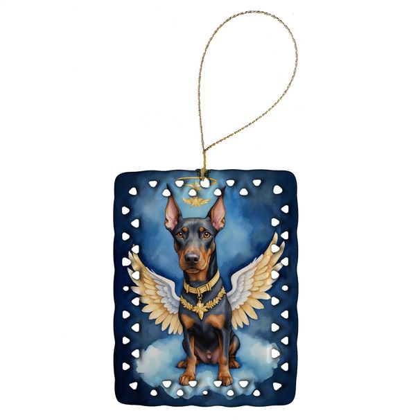 Doberman Pinscher My Angel Porcelain Ornament Christmas Tree Hanging Decorations For Home Christmas Holiday, Rectangle, Gift, Multicolor_maomaolike.com