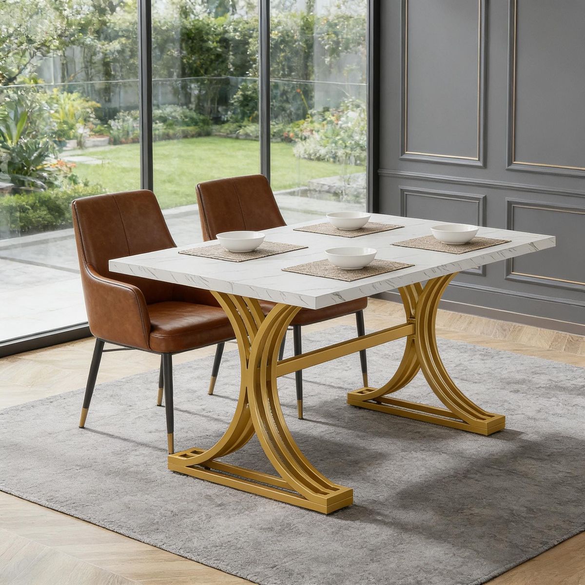 Modern Executive Computer Desk With Marble Tabletop_maomaolike.com