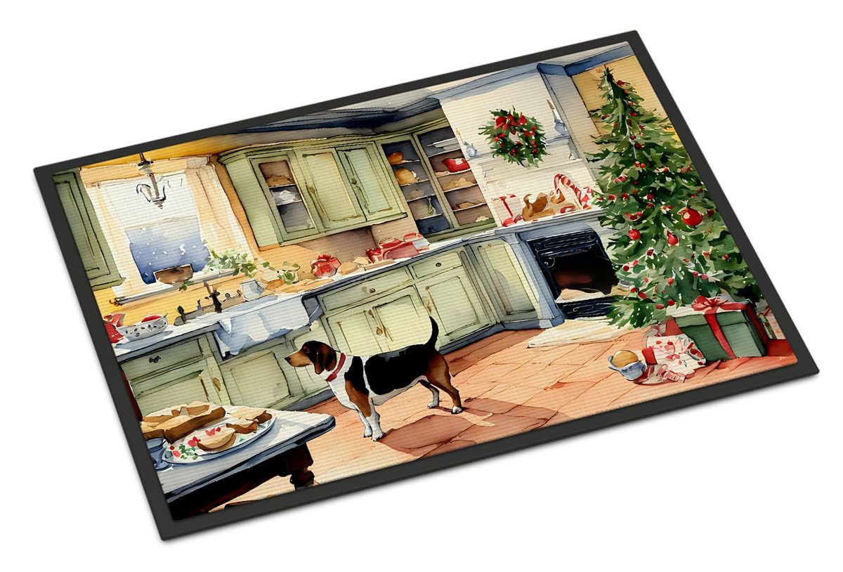 Basset Hound Christmas Cookies Doormat Front Door Mat Indoor Outdoor Rugs For Entryway, Non Slip Washable Low Pile, 24H X 36W_maomaolike.com