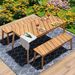 3 Pieces Acacia Wood Table Bench Dining Set For Outdoor & Indoor Furniture With 2 Benches, Picnic Beer Table For Patio, Porch, Garden, Poolside, Natural_maomaolike.com