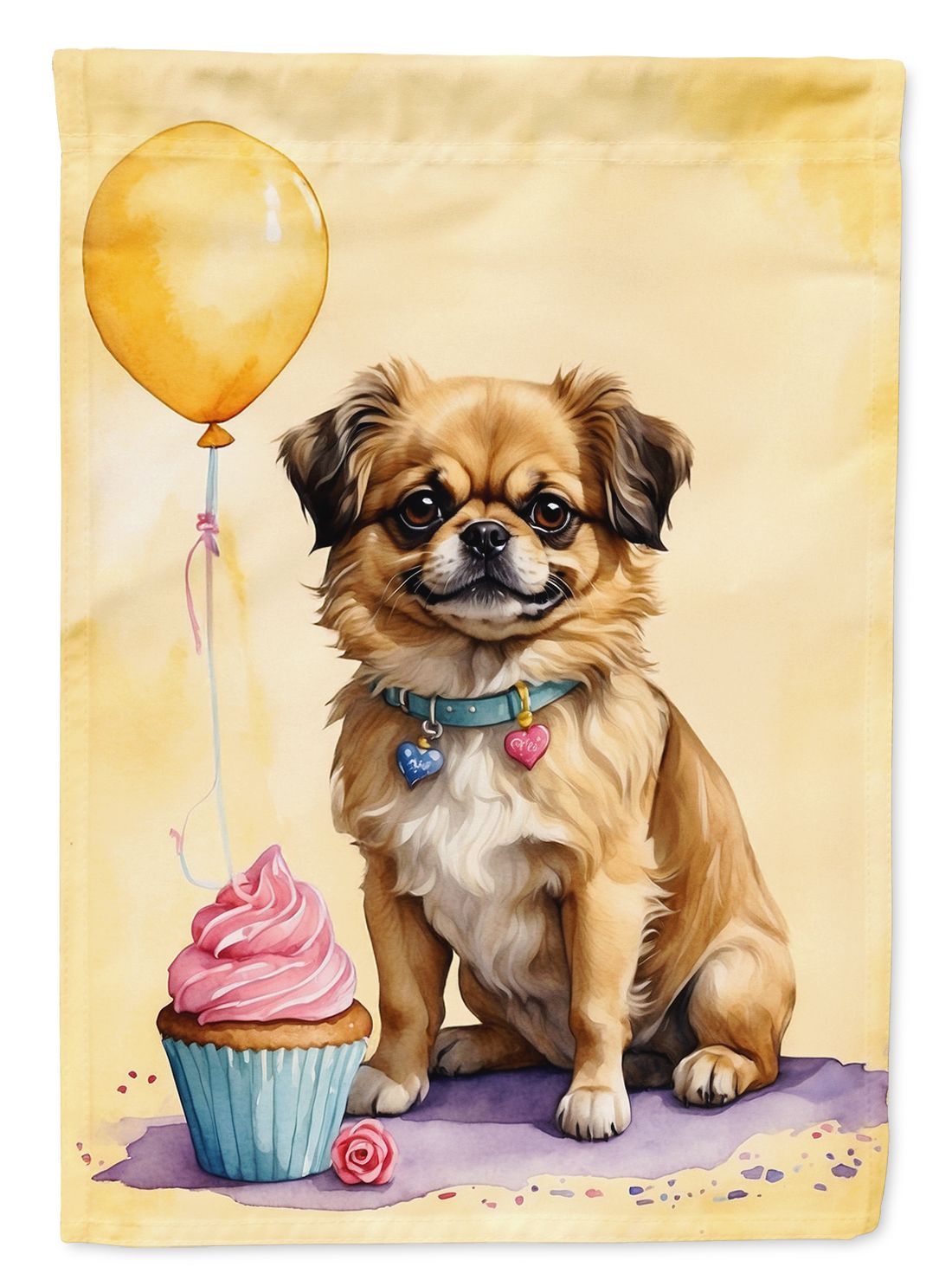 Tibetan Spaniel Happy Birthday House Flag Large Porch Sleeve Pole Decorative Outside Yard Banner Artwork Wall Hanging, Polyester, House Size, Multicolor_maomaolike.com