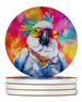 Hippie Animal Cockatoo Large Sandstone Coasters Pack Of 4 Absorbent Round Coasters Decor Gifts For Men Or Women, 4 In, Multicolor_maomaolike.com