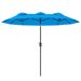Double-sided Patio Umbrella, 9.5 Outdoor Umbrella With Push Button Tilt And Crank, 3 Air Vents And 12 Ribs, Cyan Blue_maomaolike.com
