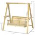 2-Seat Orch Swing With Stand, Wooden Patio Swing Chair With Side Tables And Metal Chains, Outdoor Hanging Bench For Garden, Poolside, Backyard, Natural Wood_maomaolike.com