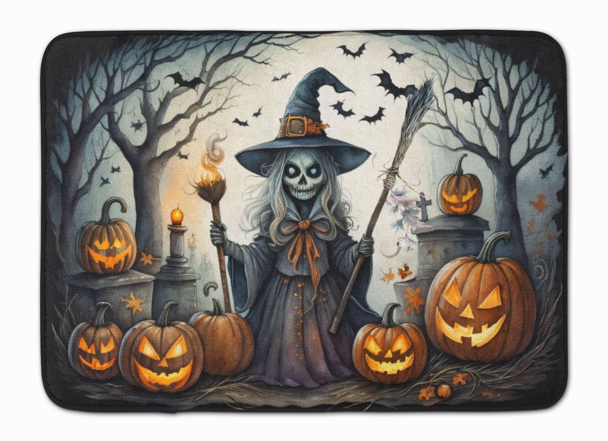 Witch Spooky Halloween Memory Foam Kitchen Mat Machine Washable Anti-Fatigue Mat Cushion Comfort Bath Mat Or Kitchen Rug_maomaolike.com