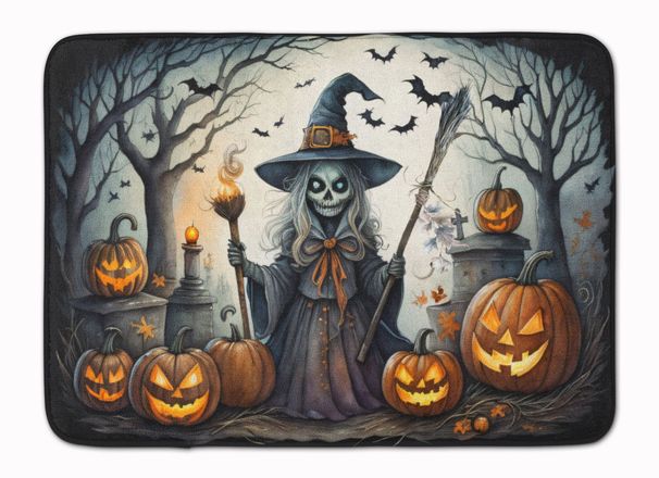 Witch Spooky Halloween Memory Foam Kitchen Mat Machine Washable Anti-Fatigue Mat Cushion Comfort Bath Mat Or Kitchen Rug_maomaolike.com