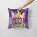 French Bulldog King Of Mardi Gras Throw Pillow Machine Washable, Indoor Outdoor Decorative Pillow For Couch, Bed Or Patio, 18Hx18W_maomaolike.com