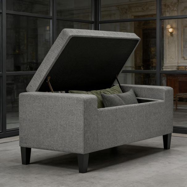 Ottoman Bench With Lift Top And Rubberwood Legs Upholstered Entryway Bench With Storage_maomaolike.com
