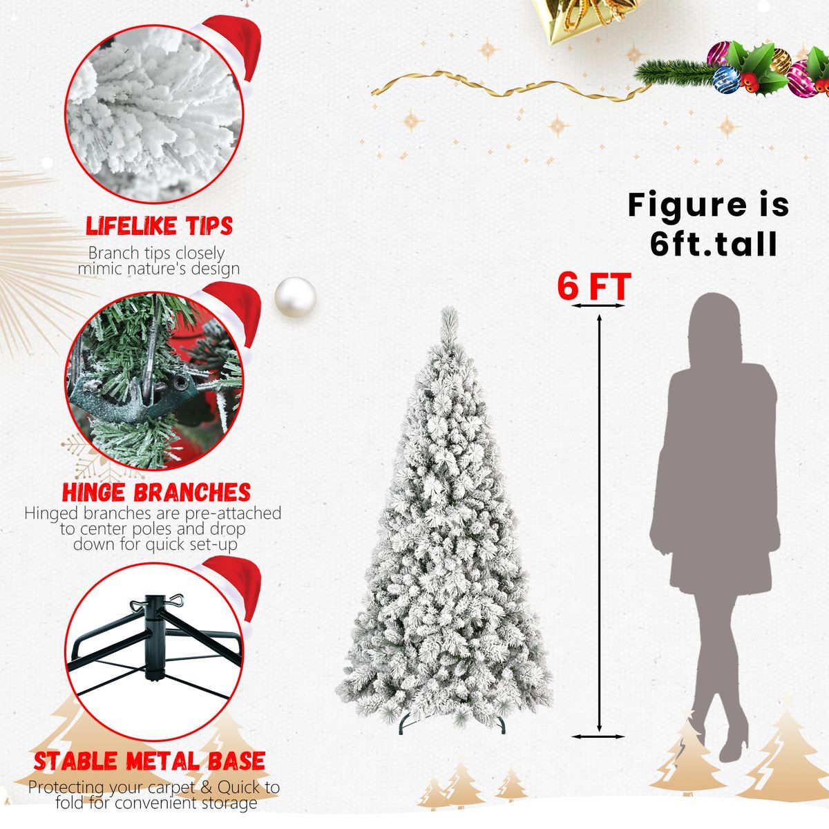6ft PVC/Hard Needle Mixed Flocked Tree_maomaolike.com
