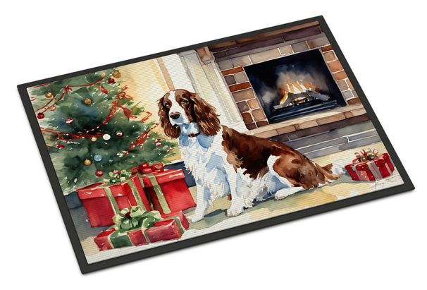 Welsh Springer Spaniel Cozy Christmas Doormat Front Door Mat Indoor Outdoor Rugs For Entryway, Non Slip Washable Low Pile, 24H X 36W_maomaolike.com