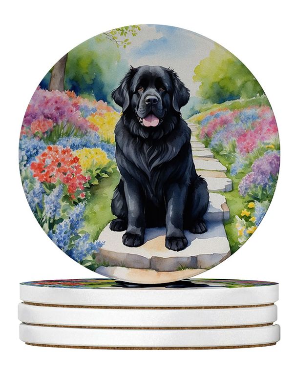 Newfoundland Spring Path Large Sandstone Coasters Pack Of 4 Absorbent Round Coasters Decor Gifts For Men Or Women, 4 In, Multicolor_maomaolike.com
