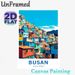 Busan Themed Painting Poster, Vibrant Flat-style Hillside Town Poster, Colorful Clustered Houses With Bright Blue Sky, Travel-inspired Wall Decor For_maomaolike.com
