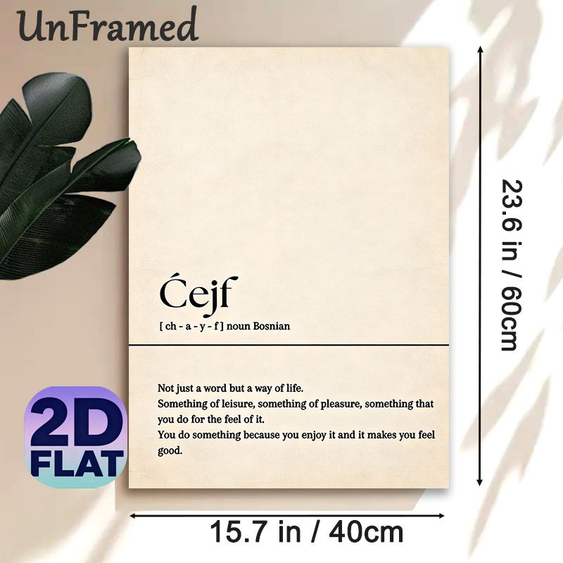 Bosnian "Ćejf" Definition Painting Poster, Vintage-style Typographic Poster, Thought-provoking Life Concept Decor, Ideal For Living Room, Study Space_maomaolike.com