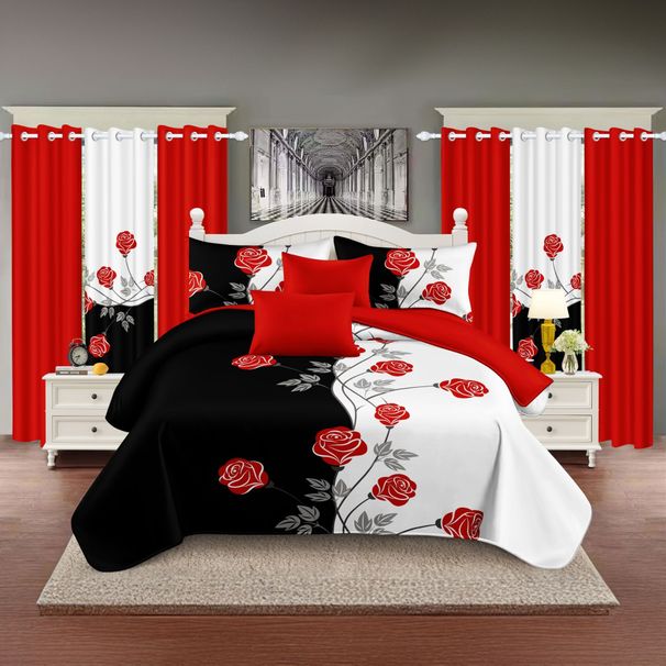 9 Piece In A Bag Thick Touch Bed Cover Curtain Set, Upgraded Luxury Bedspread Set, Bamboo Microfiber All Season Bedding-Set For Home, RV Beding, Boys And Girls Gifts With Gift Bag_maomaolike.com