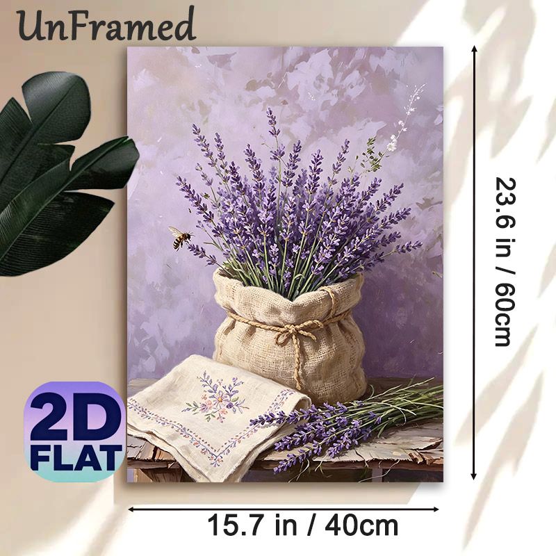 Lavender & Bee Themed Painting Poster, Soft-toned Still Life Art Poster, Serene Floral Design To Add Cozy Atmosphere For Living Room, Dining Area_maomaolike.com