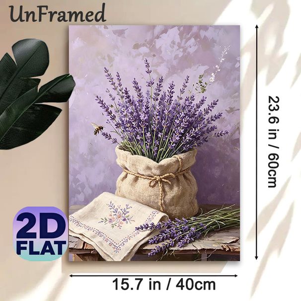 Lavender & Bee Themed Painting Poster, Soft-toned Still Life Art Poster, Serene Floral Design To Add Cozy Atmosphere For Living Room, Dining Area_maomaolike.com