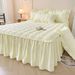 Washed Cotton Skirt Cover Single Piece Solid Color Quilted Dustproof Protector 1.68m Bed Fitted Sheet Mat Non-Slip_maomaolike.com