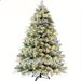 6 Ft Prelit Pencil Christmas Tree, Flocked Artificial Xmas Tree With Warm WhiteLights, Full Branch Tips, Perfect Choice Decoration For Xmas Holiday, Flocked ChristmasTree Prelit_maomaolike.com