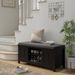 Modern Shoe Storage Bench, Entry Way Bench With Cushion, 2 Sliding Doors, Storage Ottoman Bench, Holds 10 Pairs, Black_maomaolike.com