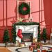 Prelit Holiday Christmas 4-Piece Set, Garland Wreath And Set Of 2 Entrance Trees With Warm White LED Lights, Red Berries, Pine Cones, Green_maomaolike.com