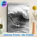 Surfing Themed Painting Poster, Monochrome Dynamic Ocean Wave & Surfer Poster, Captures Adventurous Ocean Energy, Ideal For Living Room, Bedroom And_maomaolike.com